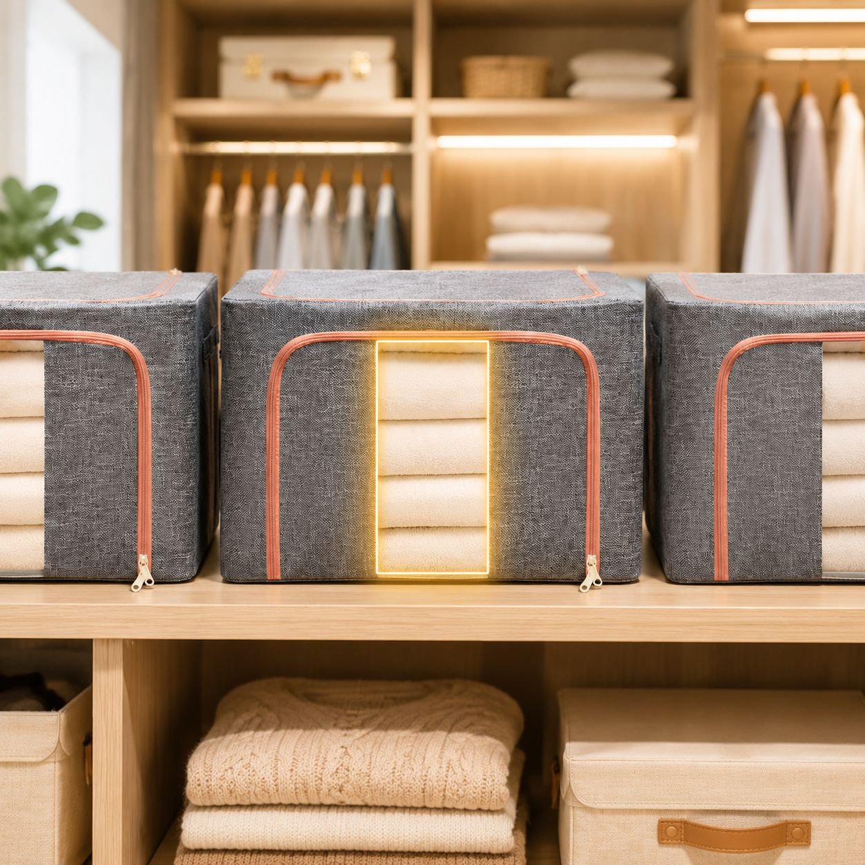 Collapsible storage bin for living room essentials