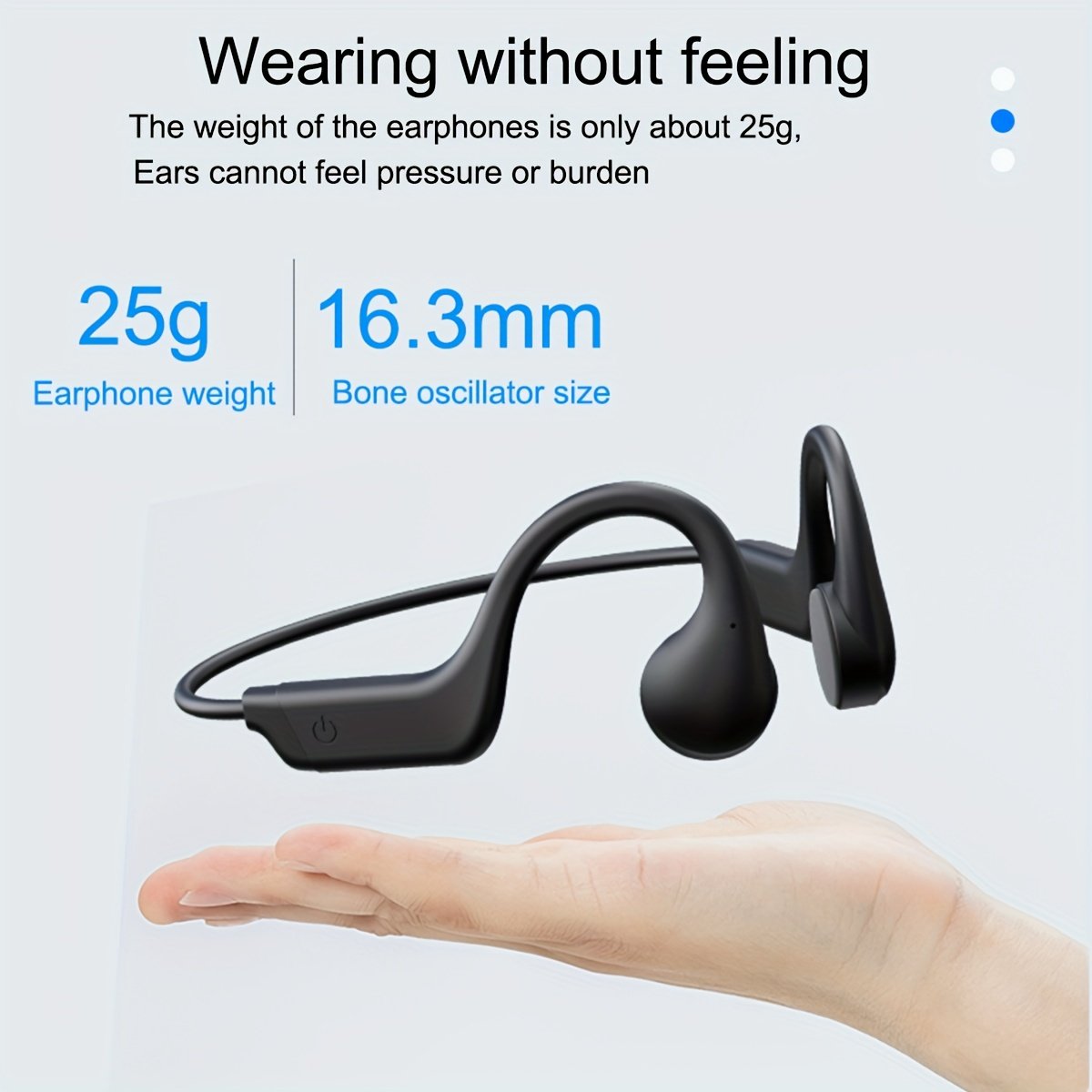 Auriculares inalámbricos de conducción ósea, diseño abierto, sensor dual