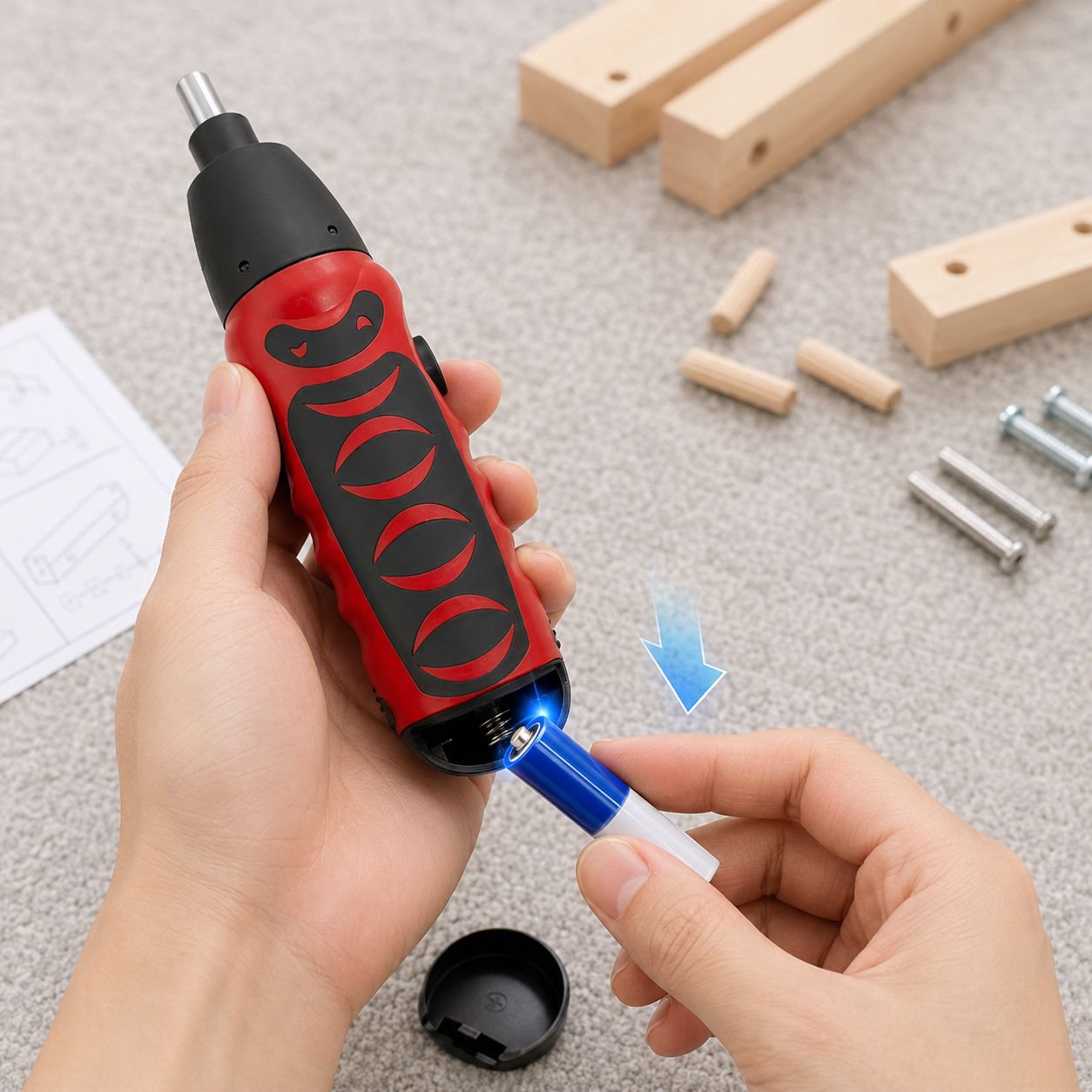 6Vミニ電動ドライバー 直軸タイプ 家具組立用工具