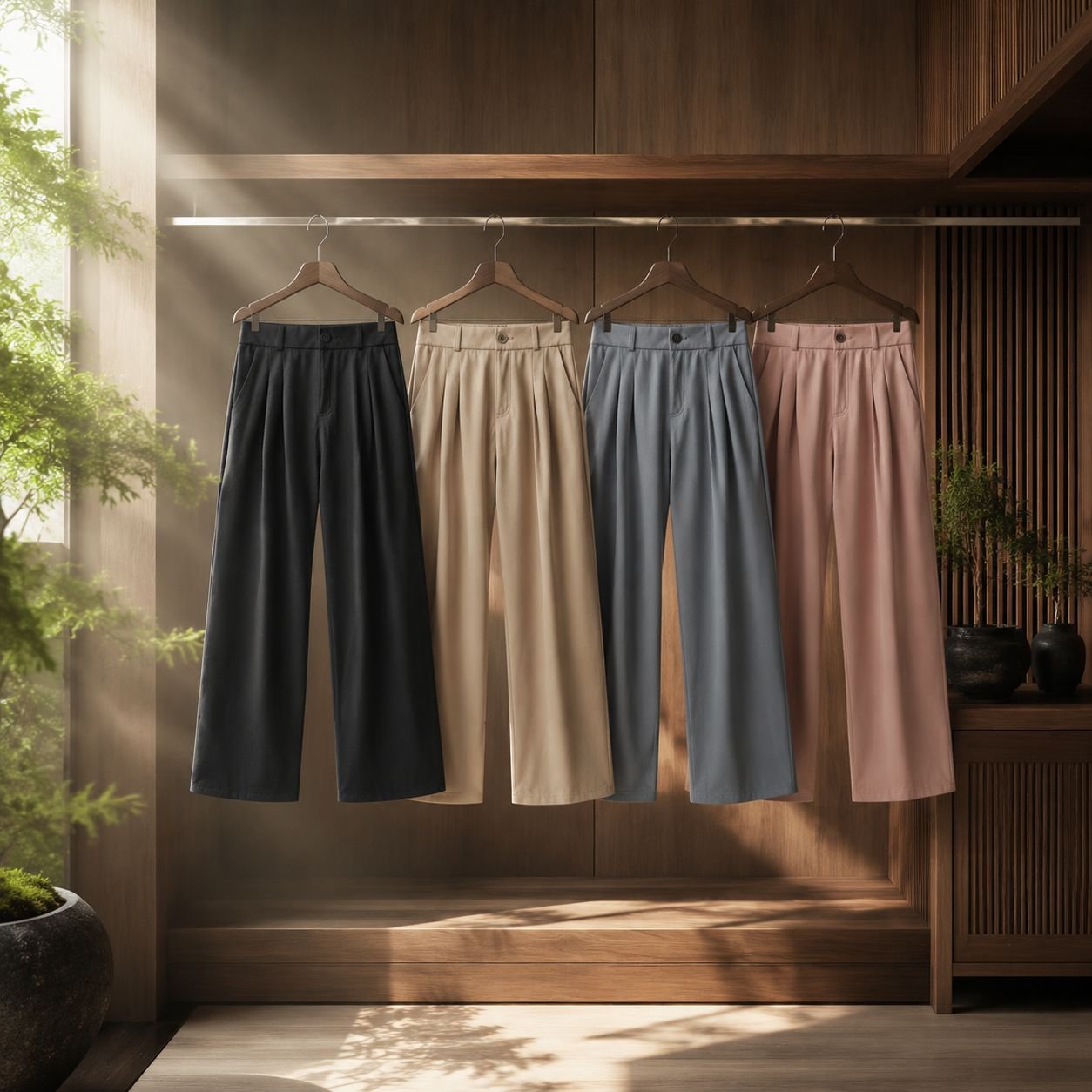 ウール混ベーシックストレートパンツ