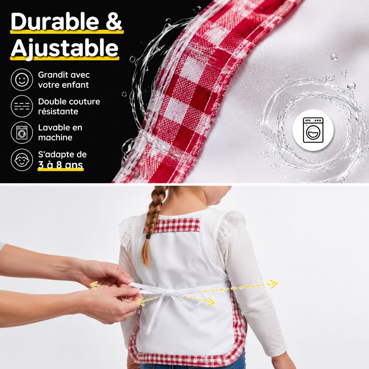 Set de costume de chef cuisinier pour enfants, adapté aux activités de pâtisserie à la maternelle