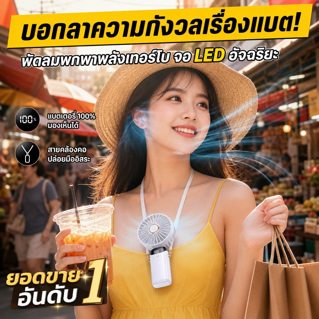 พัดลมมือถือ USB พับได้ มินิหอมสดชื่น เงียบพกพาง่าย ตั้งโต๊ะ รุ่นใหม่ 2026