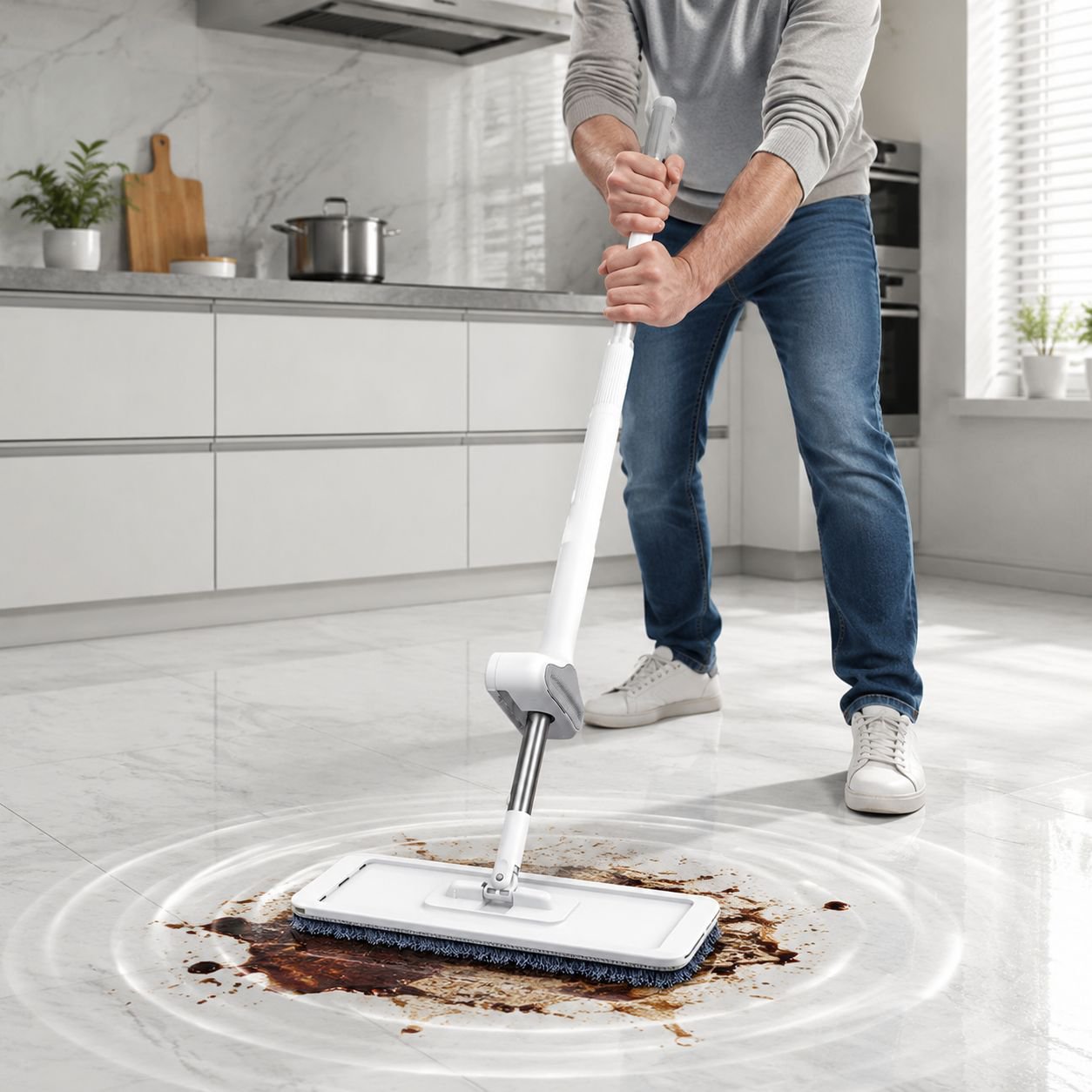 Handfreier Flachmopp für bequeme Reinigung