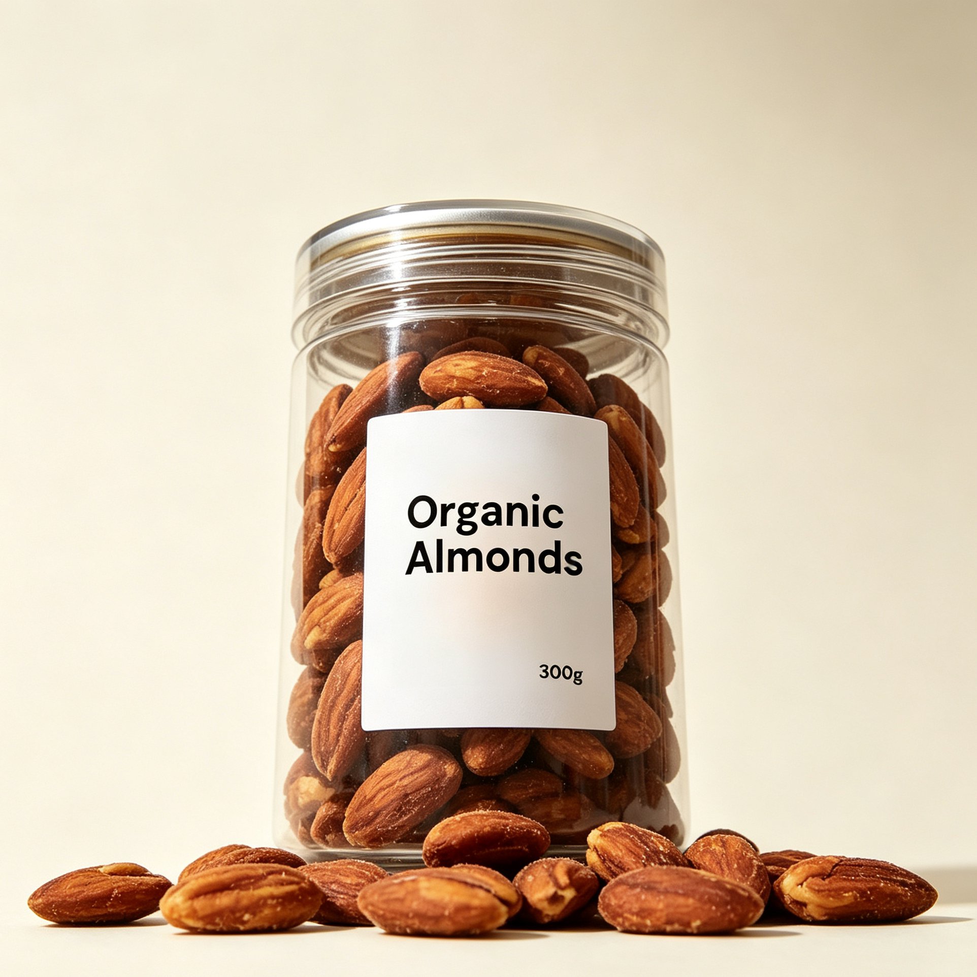 Handpicked organic almonds close-up