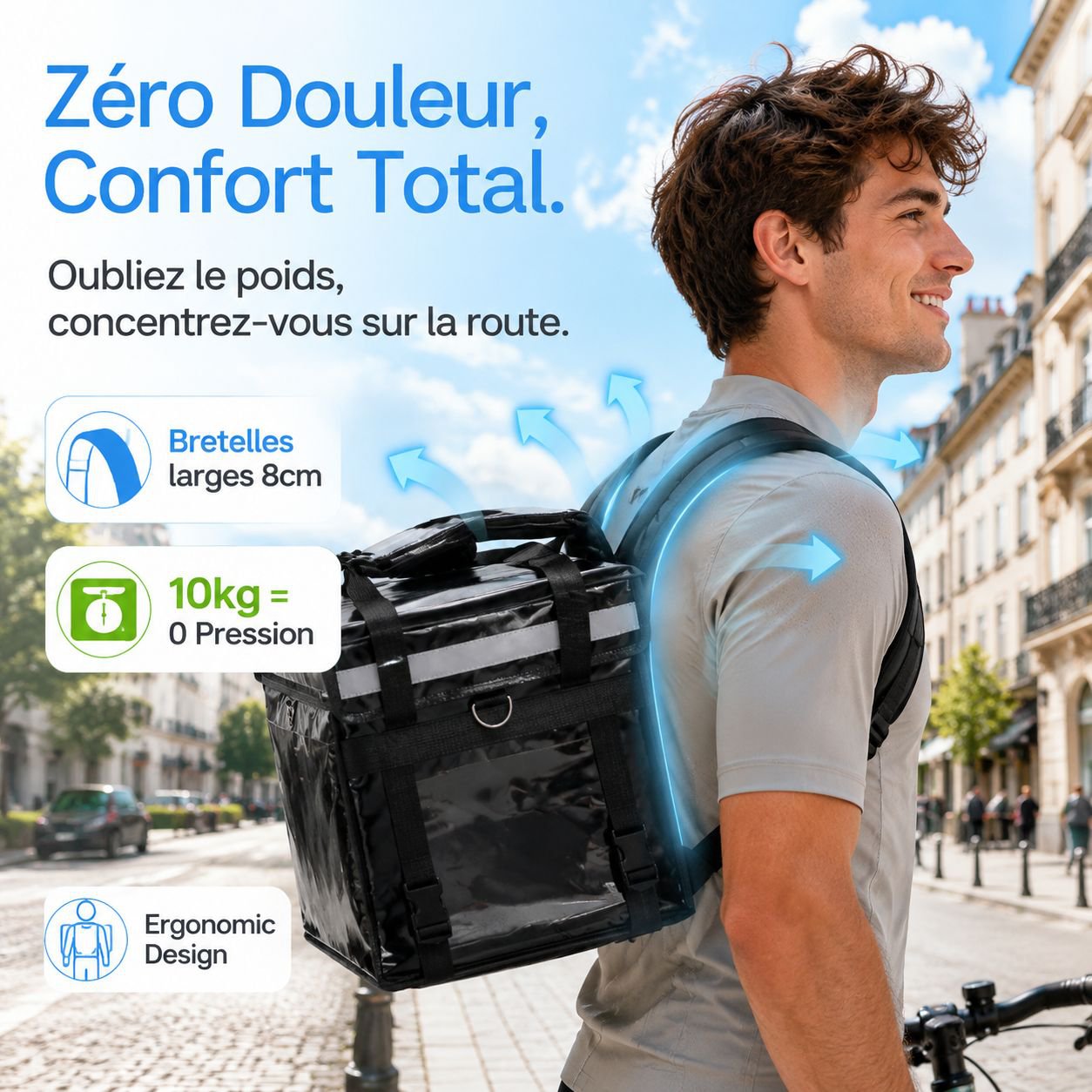 Sac de livraison moto 32L isotherme, grande capacité