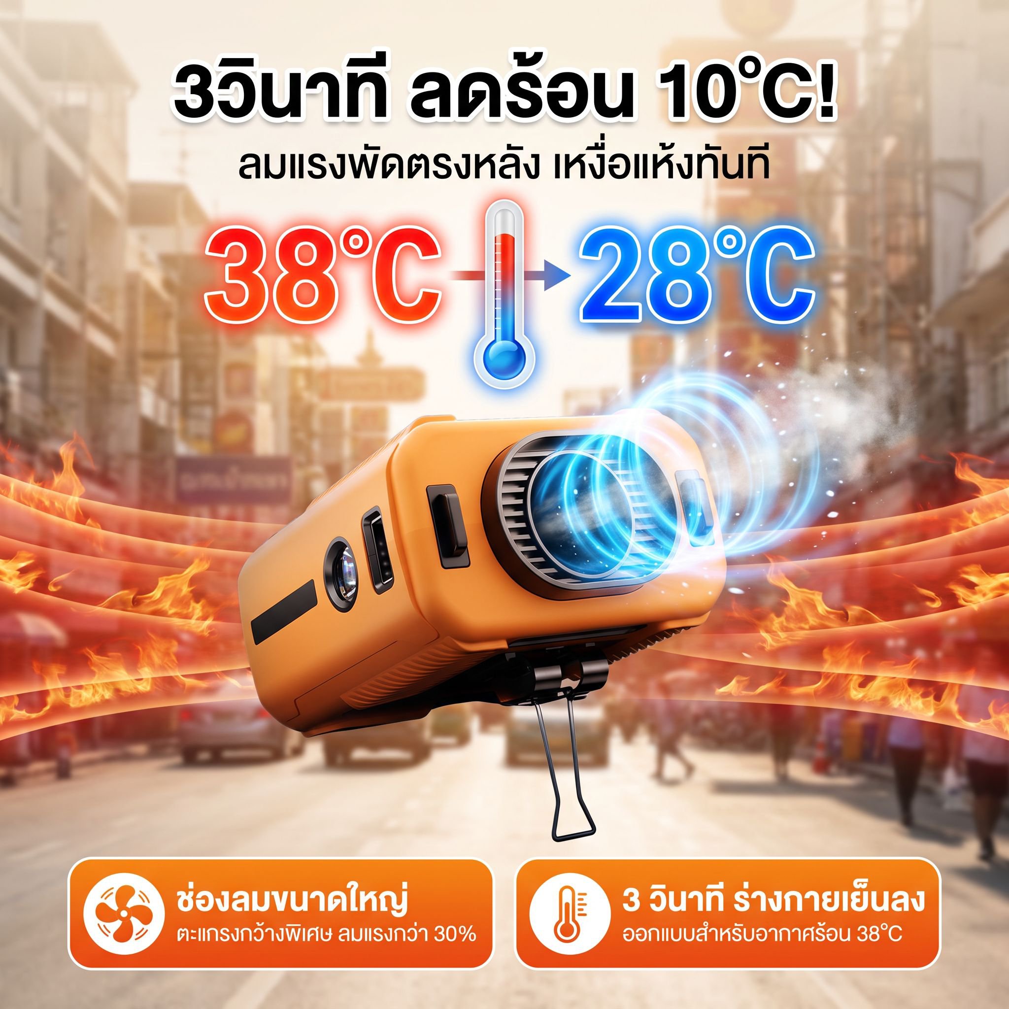 พัดลมระบายความร้อนแบบพกพาติดเอวสำหรับกิจกรรมกลางแจ้ง
