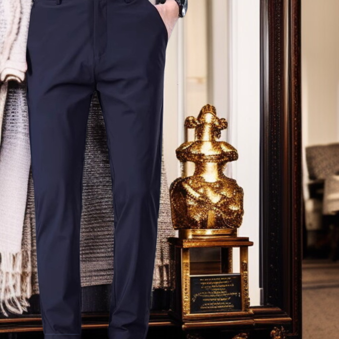 남자 캐주얼 슬림 바지 착용 이미지