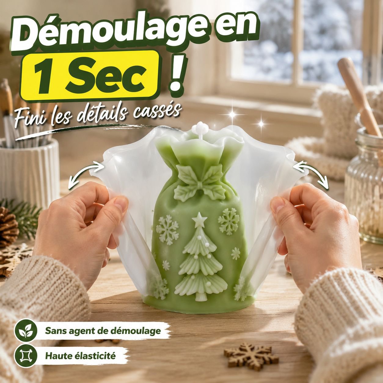 Moule en silicone pour sacs-cadeaux de Noël, idéal pour la décoration de bougies DIY