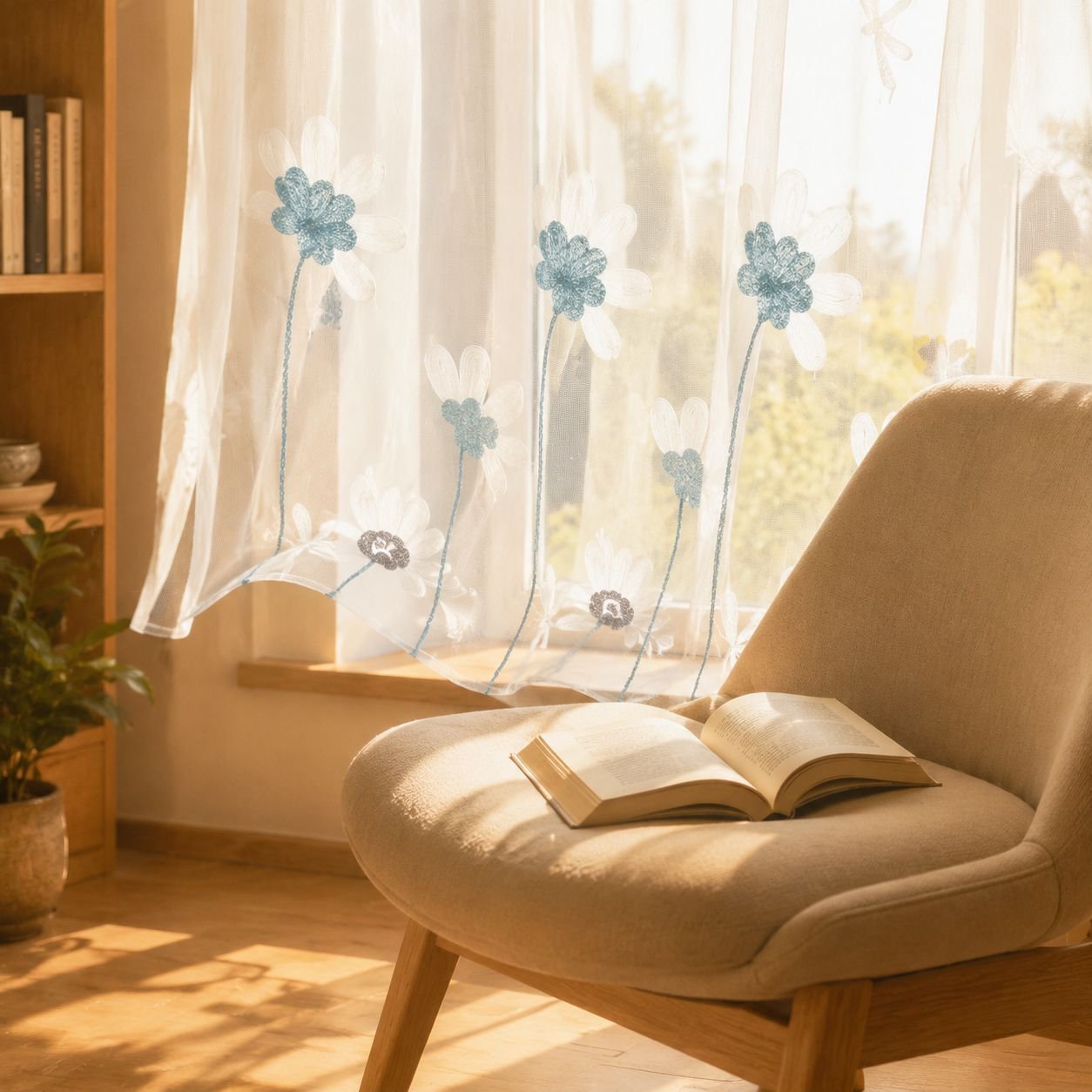 Stylish transparent curtain for modern living room