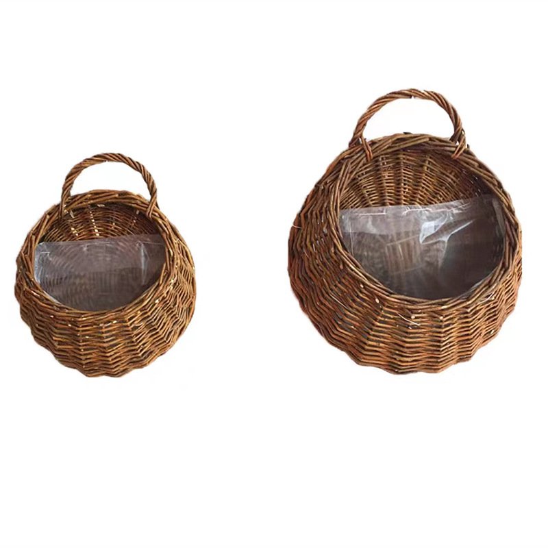 竹編み壁掛けフラワーバスケット 