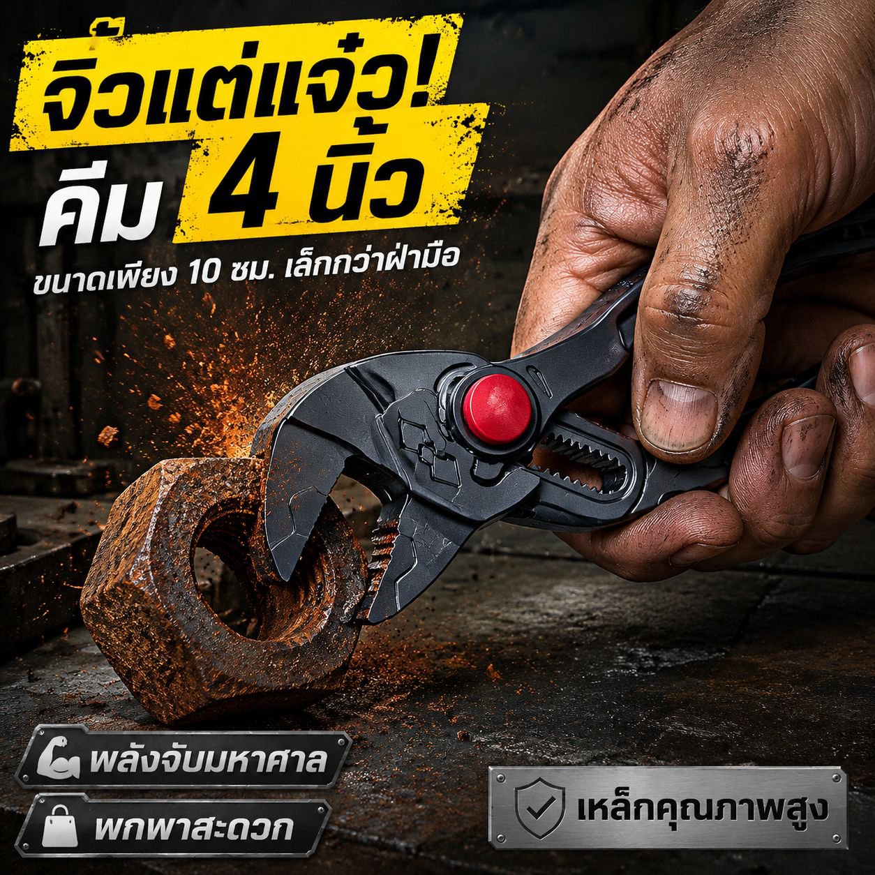 คีมจับท่อน้ำอเนกประสงค์ 4 นิ้ว ปรับได้ เครื่องมือบ้าน ชุดไขควง
