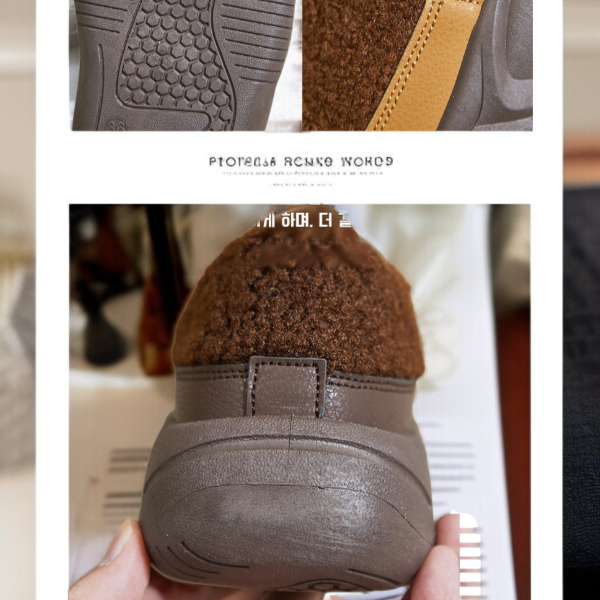 스웨이드 소재 여성 로퍼 근접 사진