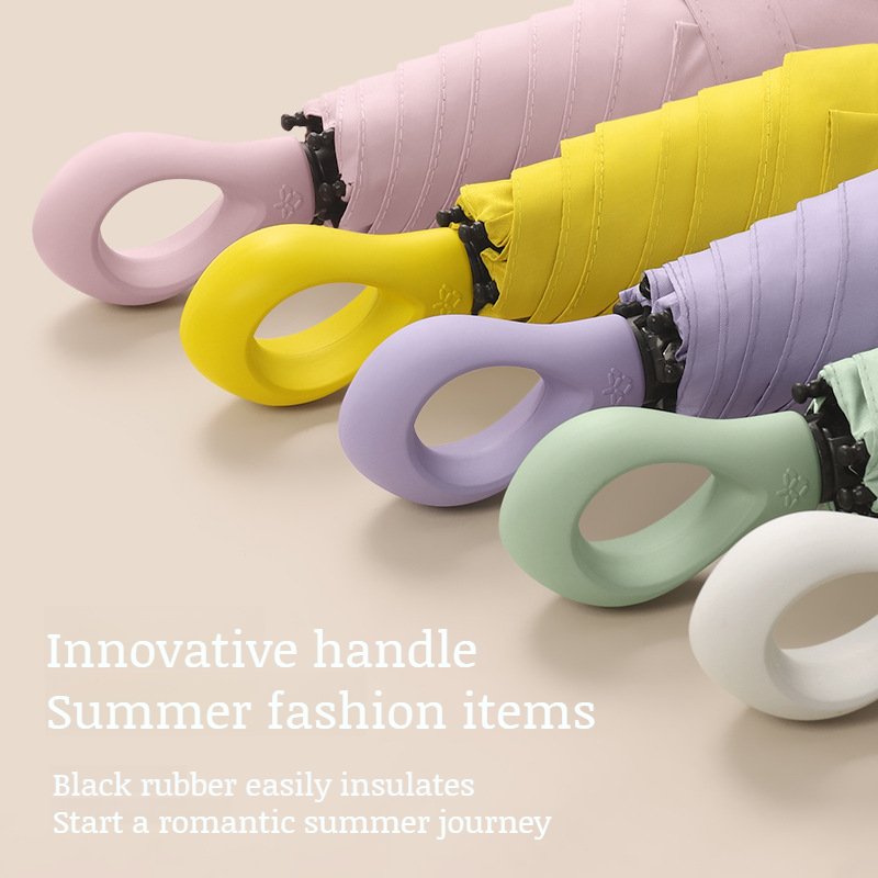 Portable Umbrella Sunscreen Vinyl Folding Mini Capsule Ultra Light Handle Finger Ring Umbrella