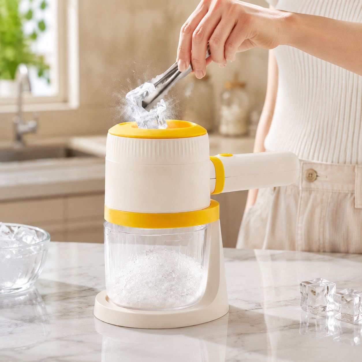 Electric ice shaver, smoothie maker for home use [1-second ice dispensing], suitable for all ice typ