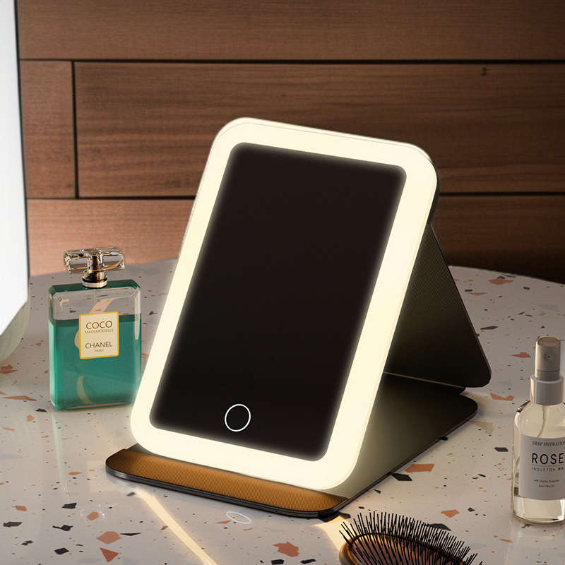 탁상용으로 사용할 수 있는 접이식 가죽 화장거울