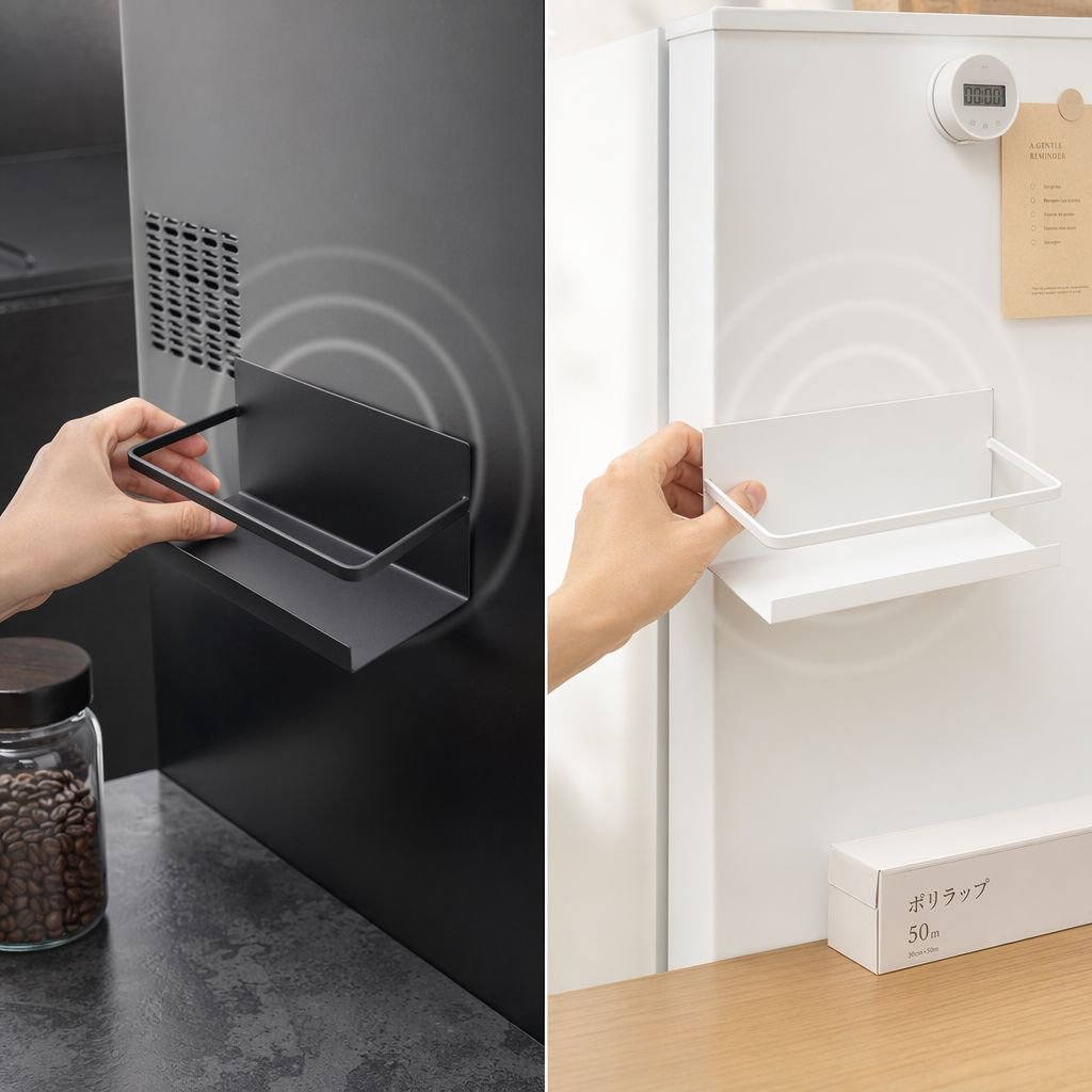 キッチン用品ハンガー 冷蔵庫横収納ラック