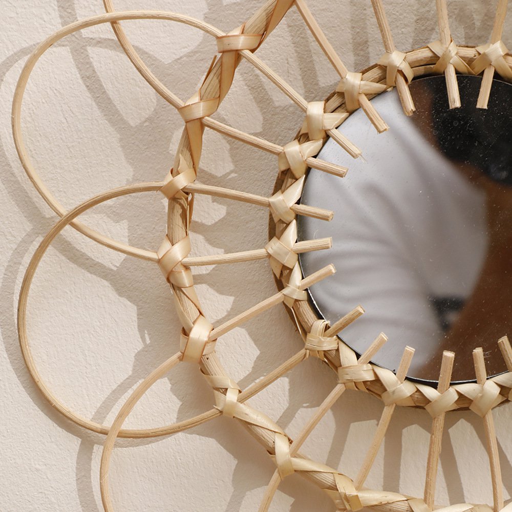 Decoración de espejo de bambú