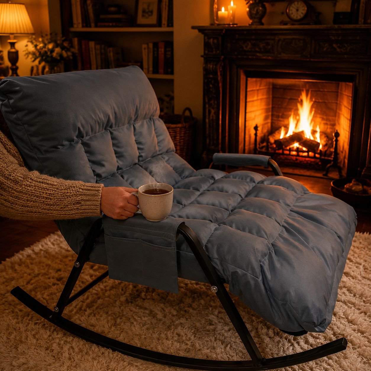 Tech Fabric Double Rocking Chair Adjustable Bedroom Leisure