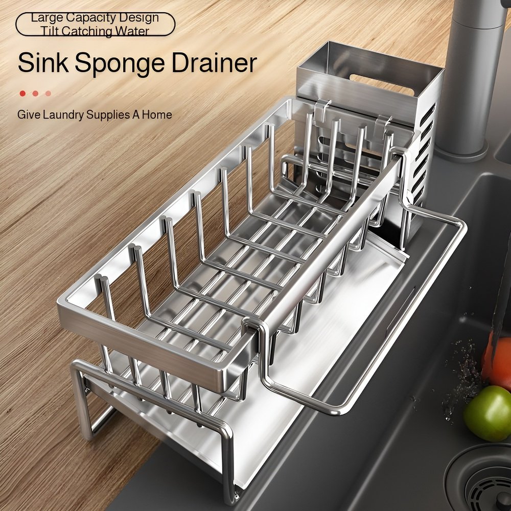 Kitchen drain rack sink rack faucet pool sponge rag basket detergent dishwashing countertop storage 