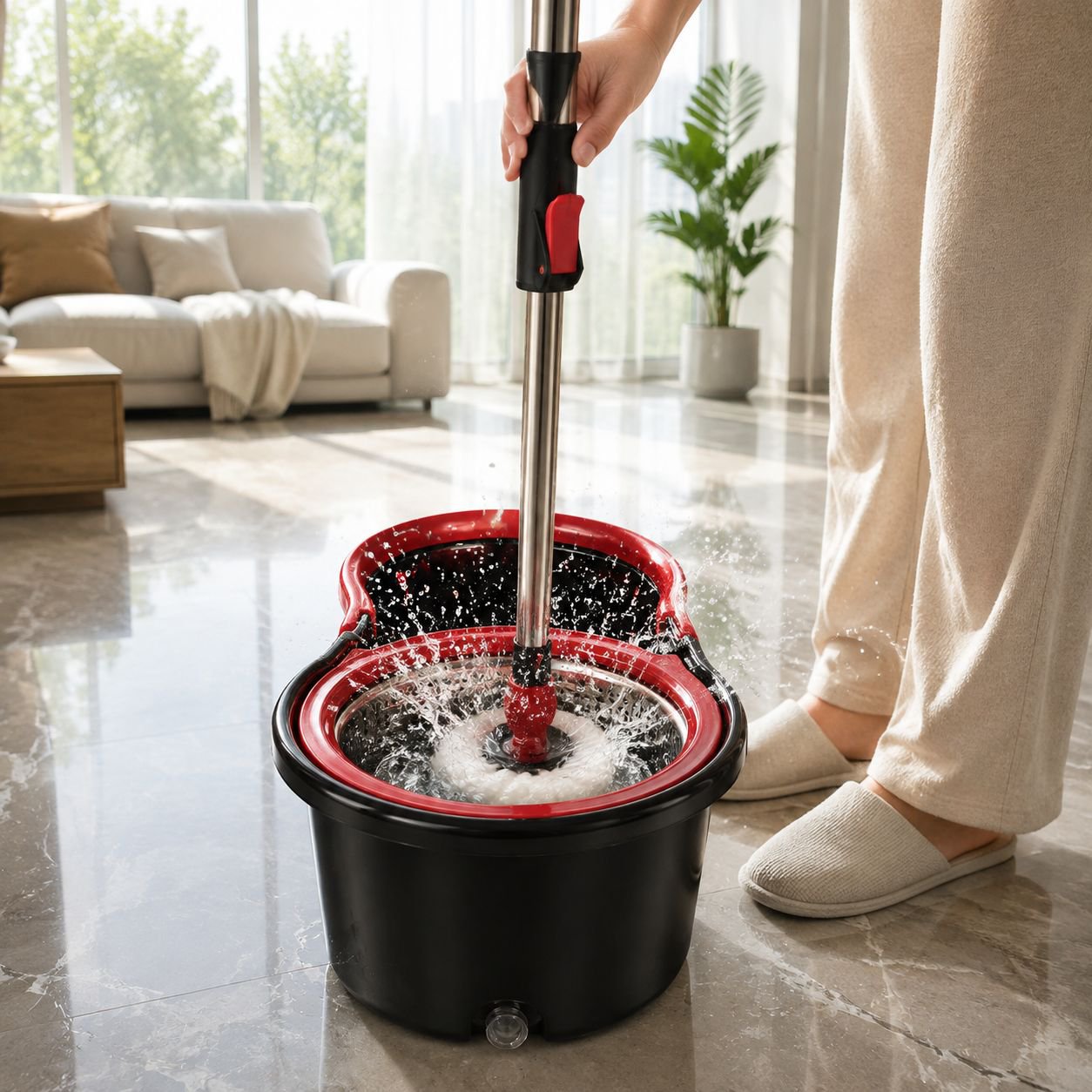 Rapid Dehydration Mop Dunn Cloth Dual Drive Lightweight HandFree
