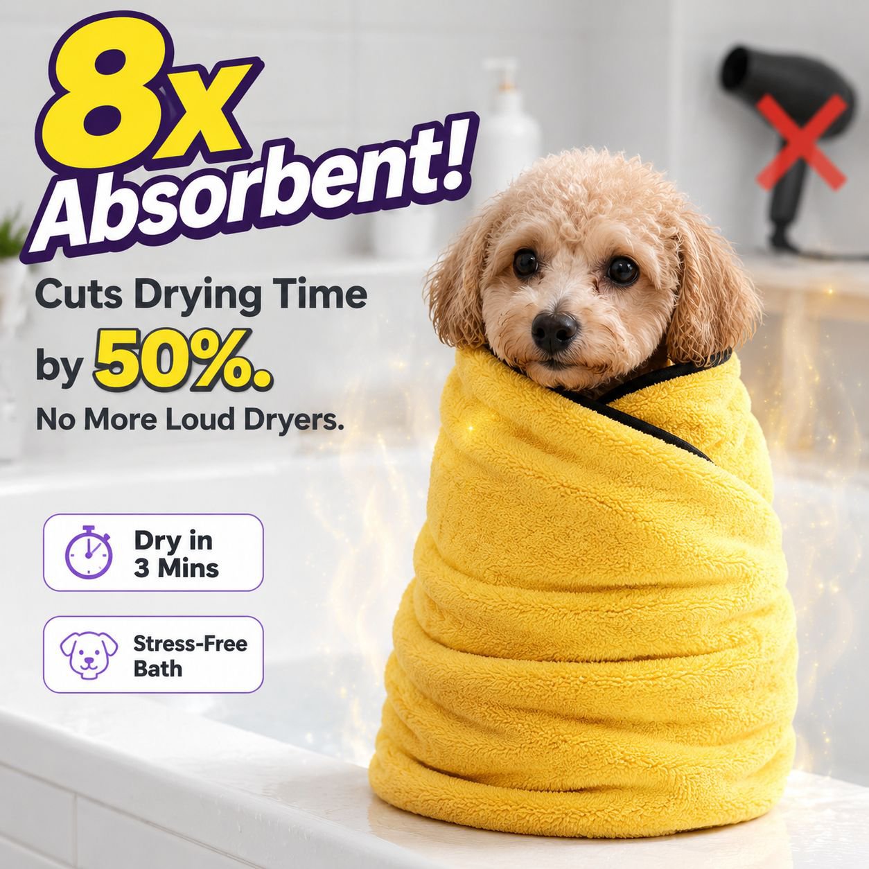 Large Pet Absorbent Bath Towel Quick-Dry Fiber Dog Cat Towel