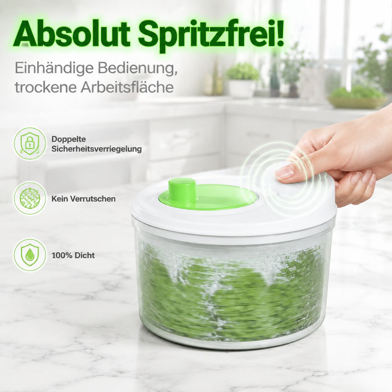 Elektrische Touch-Gemüseschleuder mit großem Volumen und schneller Reinigung