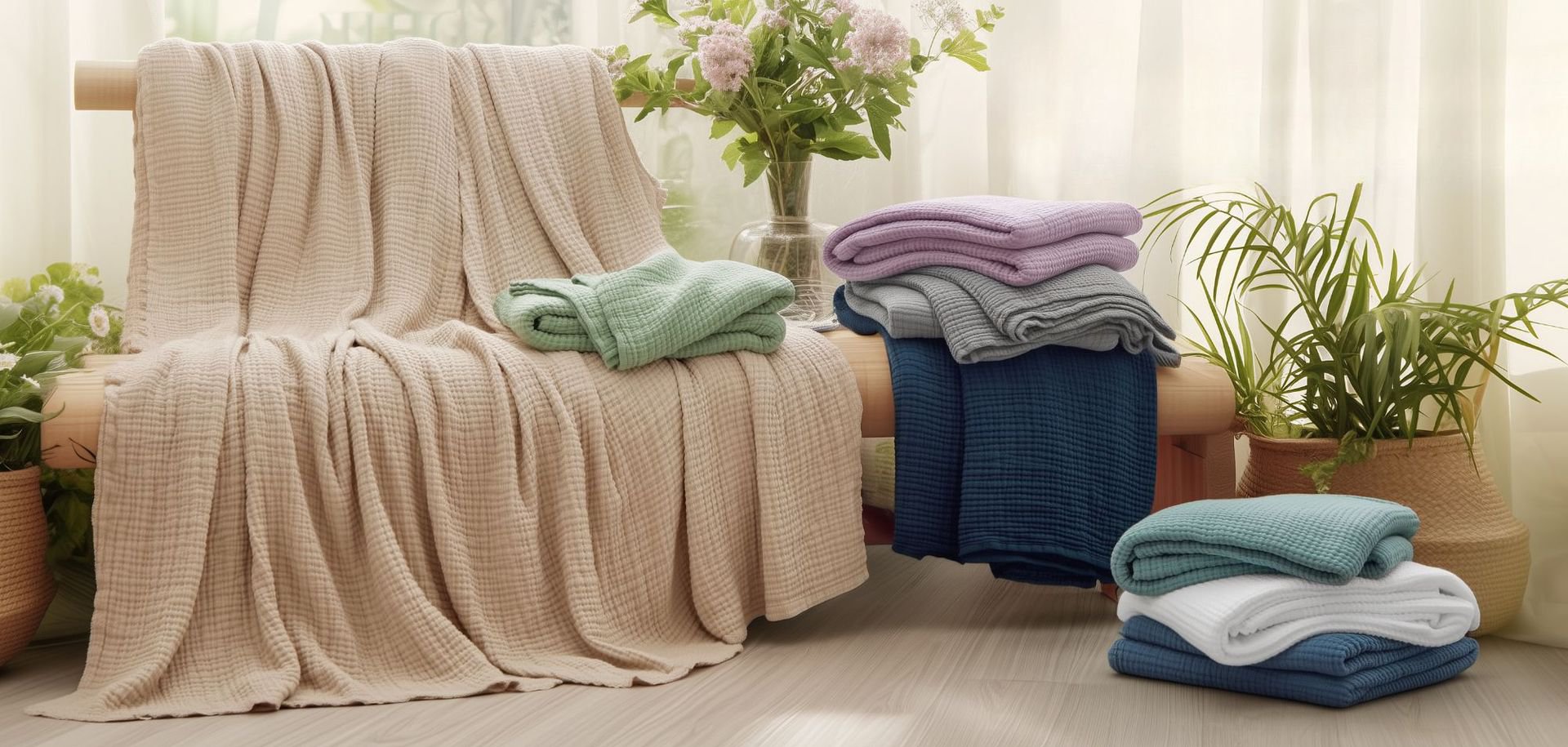 Elegant pure cotton blanket for home decor