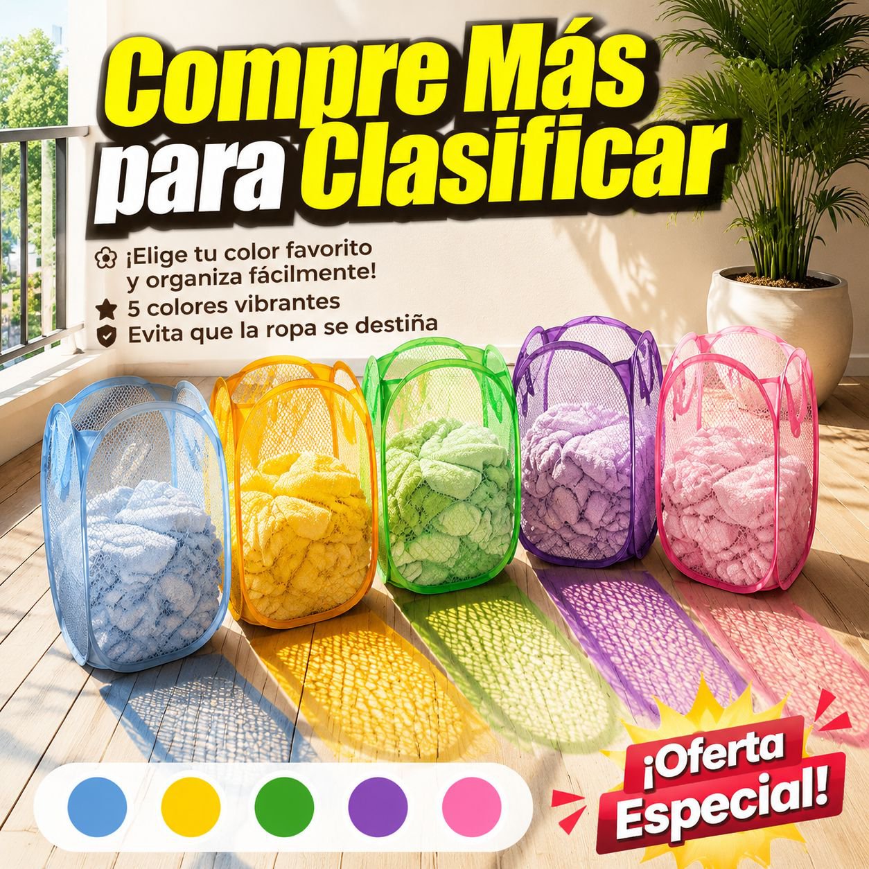 Cesta de ropa plegable y transpirable