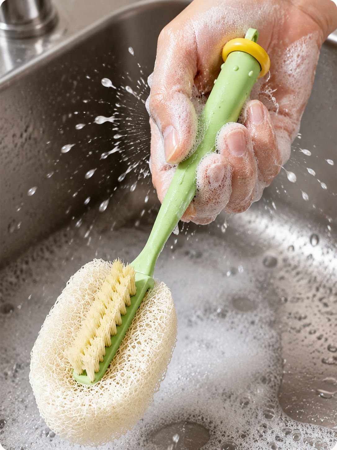 Ergonomic long handle cleaning brush for easy reach