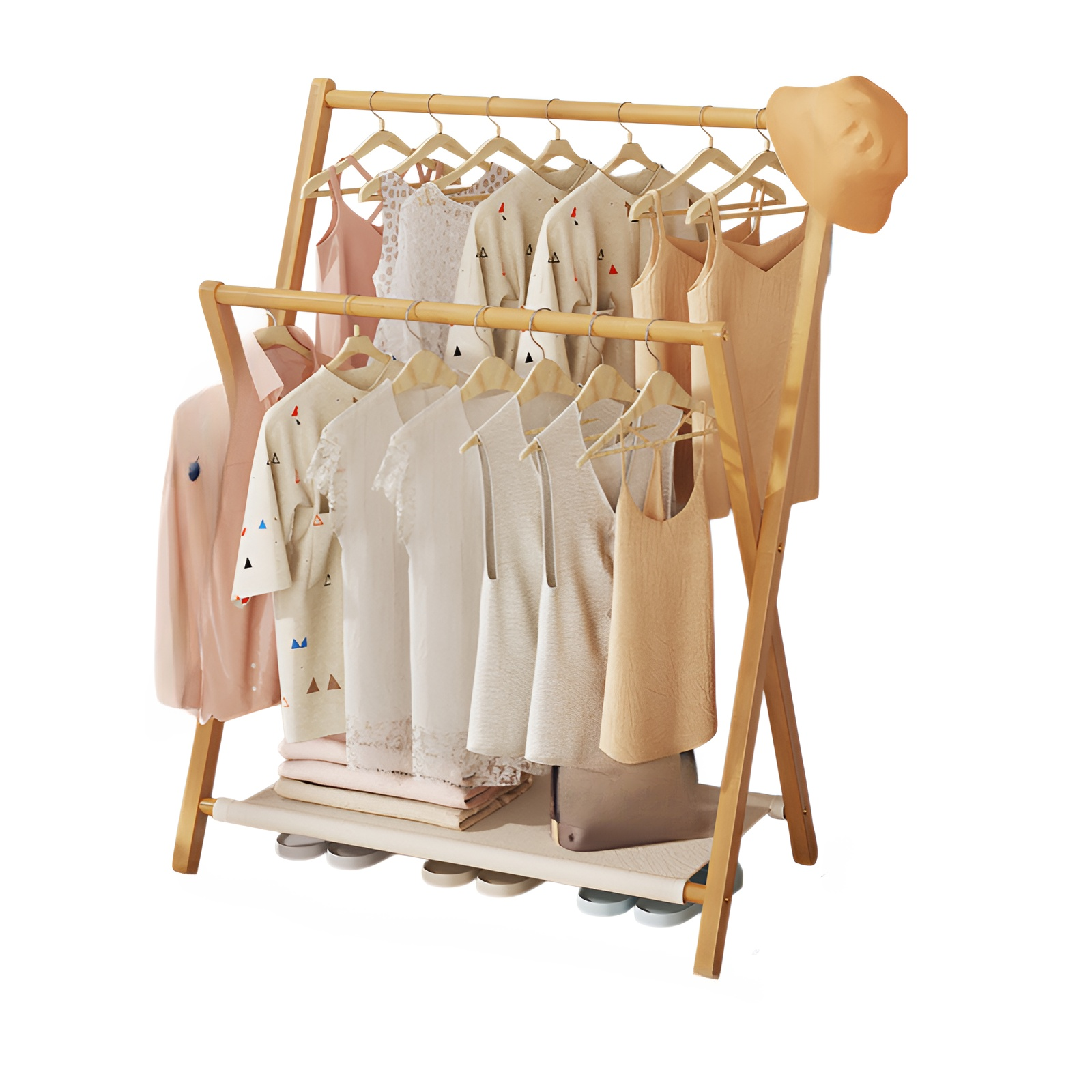 Simple Bamboo Indoor Clothes Rack, Foldable and Odorless