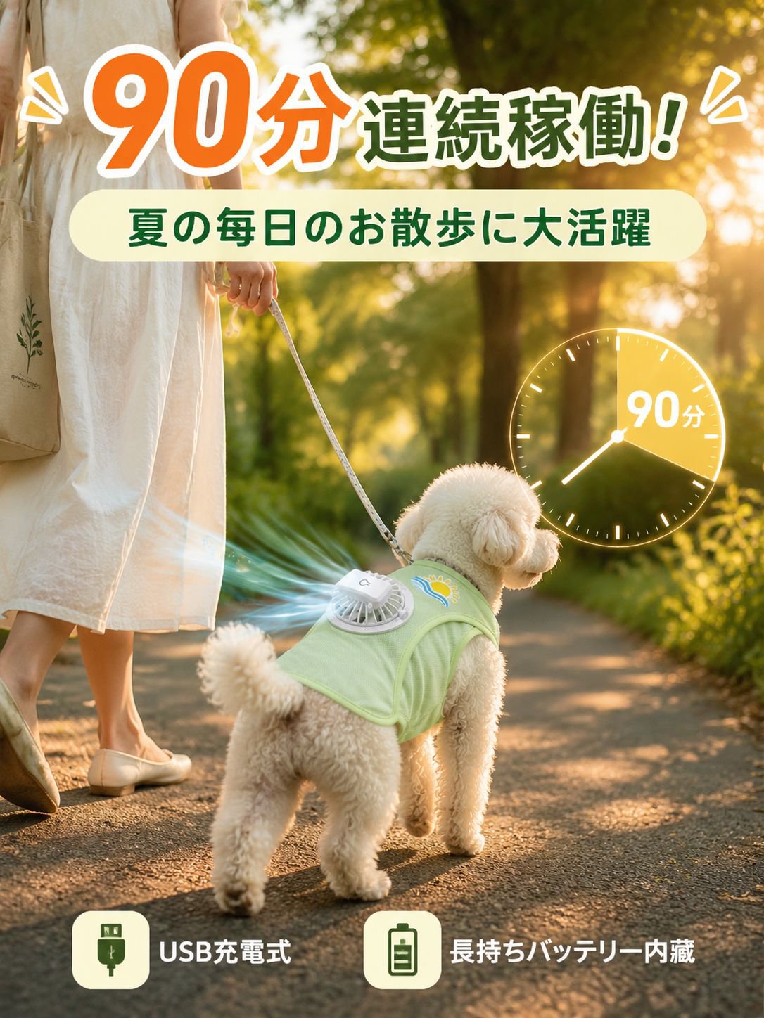 W涼感ペット服 ペット用クールベスト ファンポケット付き 夏に最適