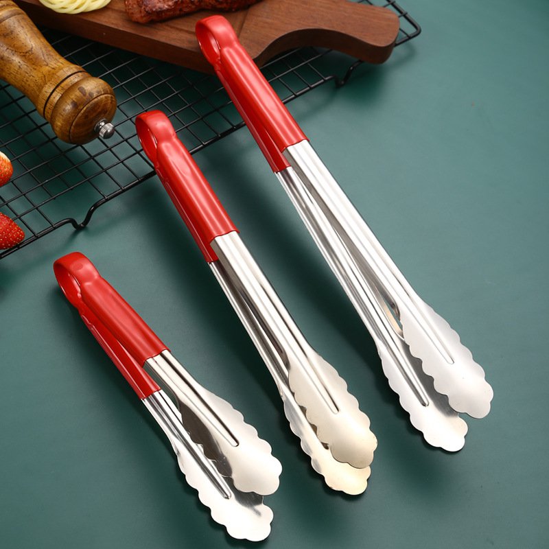 Stainless Steel Food Tongs – Thickened Anti-Scald Bread and BBQ Tongs