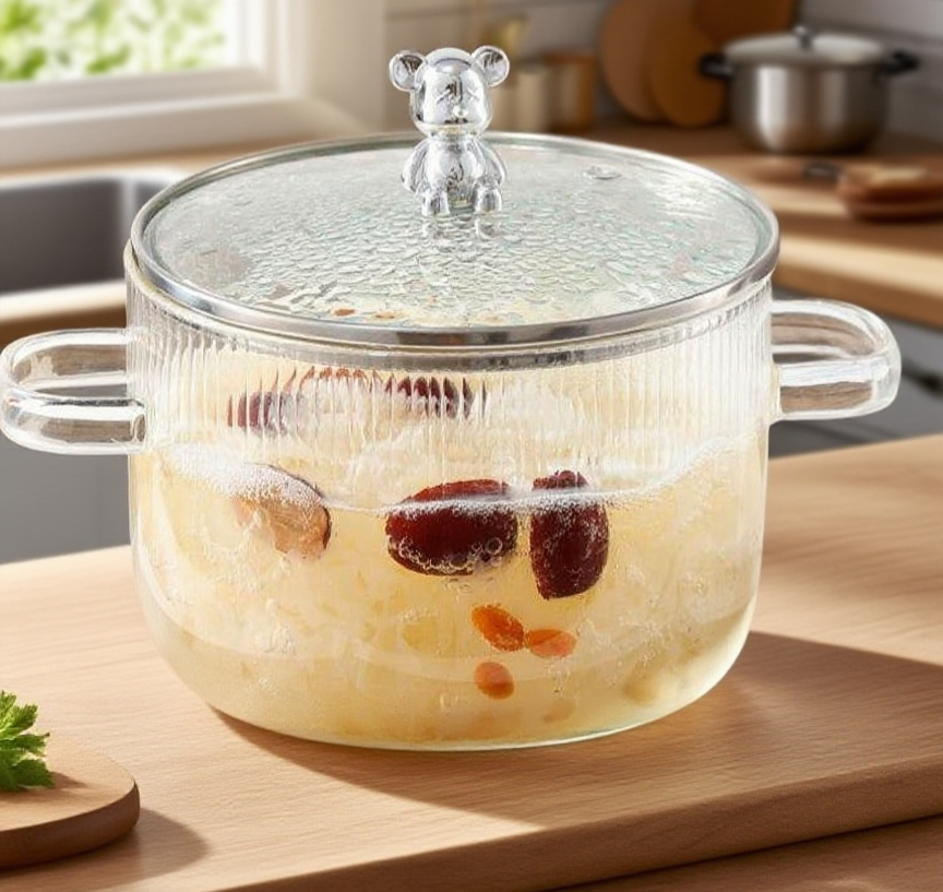 直火で調理可能な耐熱ガラス鍋