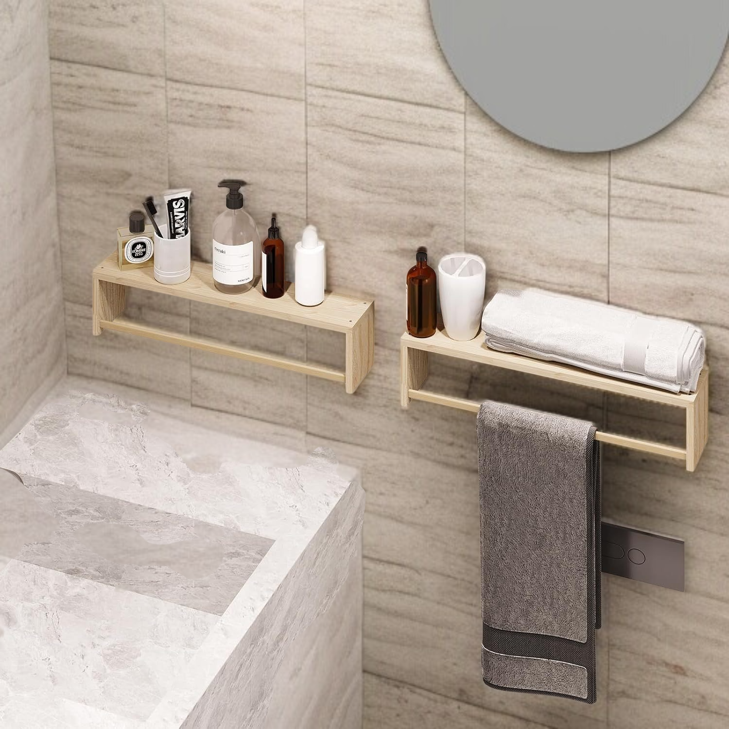 無垢材ウォールラック 壁掛け 本 雑誌 絵本 ラック 壁掛け キッチン スパイスラック 収納ラック