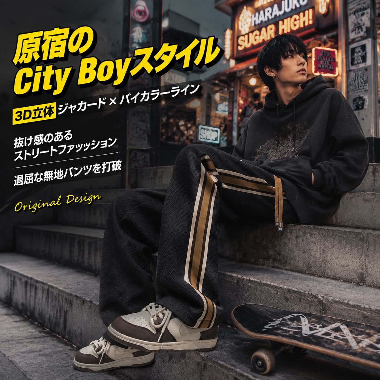メンズファッションストライプゆったりカジュアルパンツ 春秋冬用