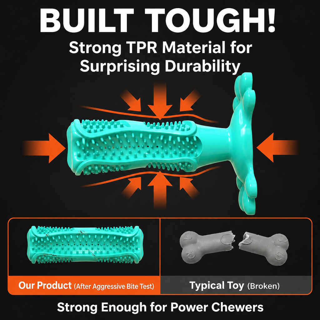 Easy-to-use rubber toothbrush for dogs of all sizes.