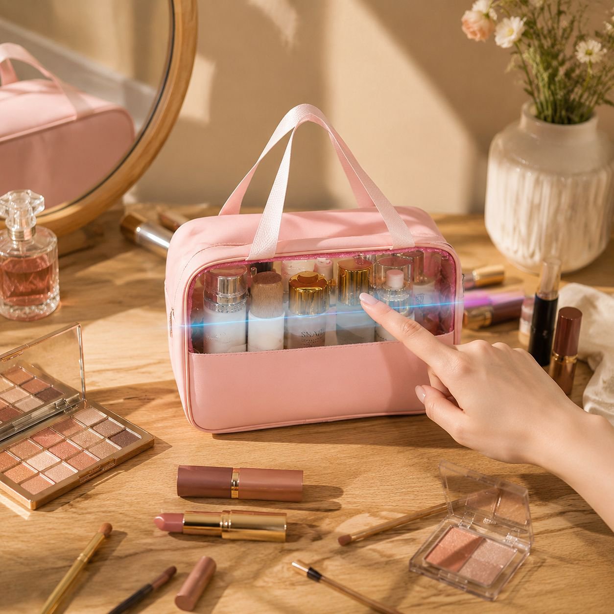 Wasserdichte transparente Schminktasche mit Reißverschluss