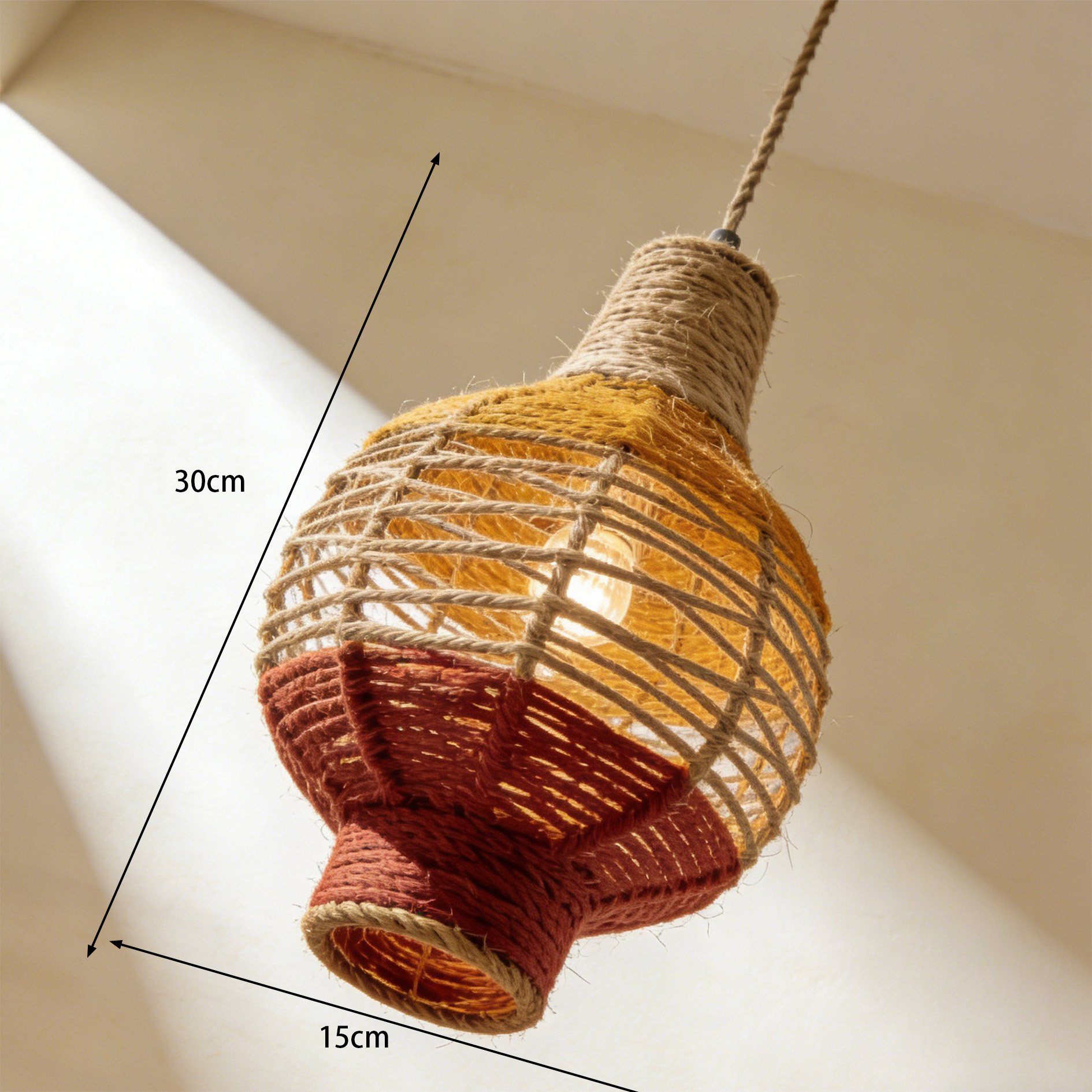 Lámpara ecológica de cáñamo para decoración natural