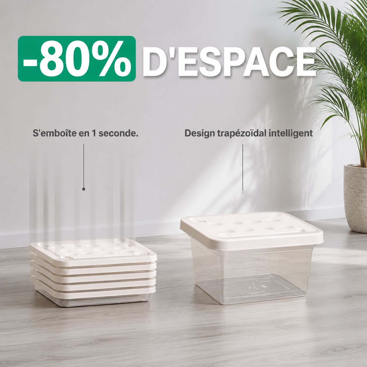 Boîte de rangement en plastique transparent