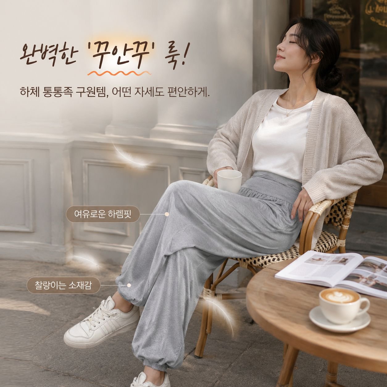 솔리드 하이웨스트 조거 캐주얼 팬츠 여성용 외출 운동 바지