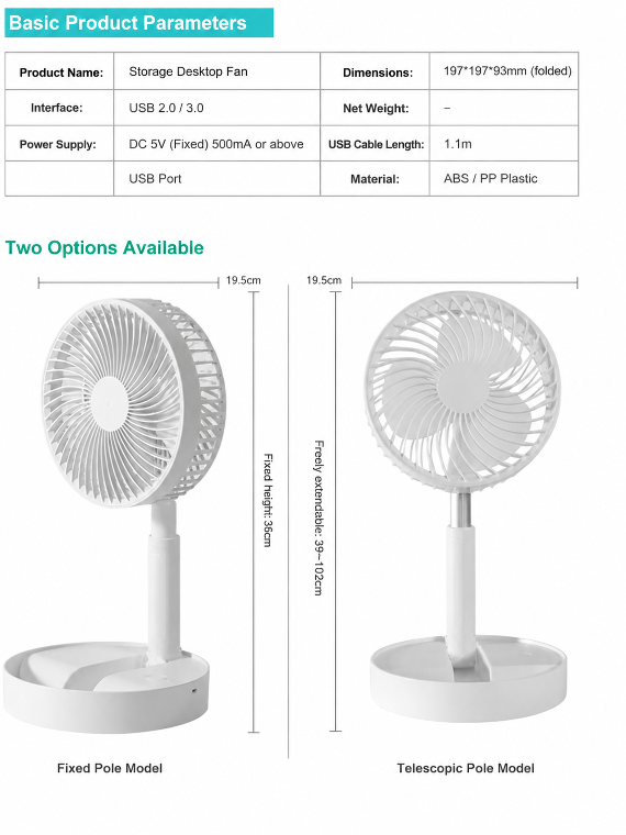 Foldable mini fan with adjustable angles