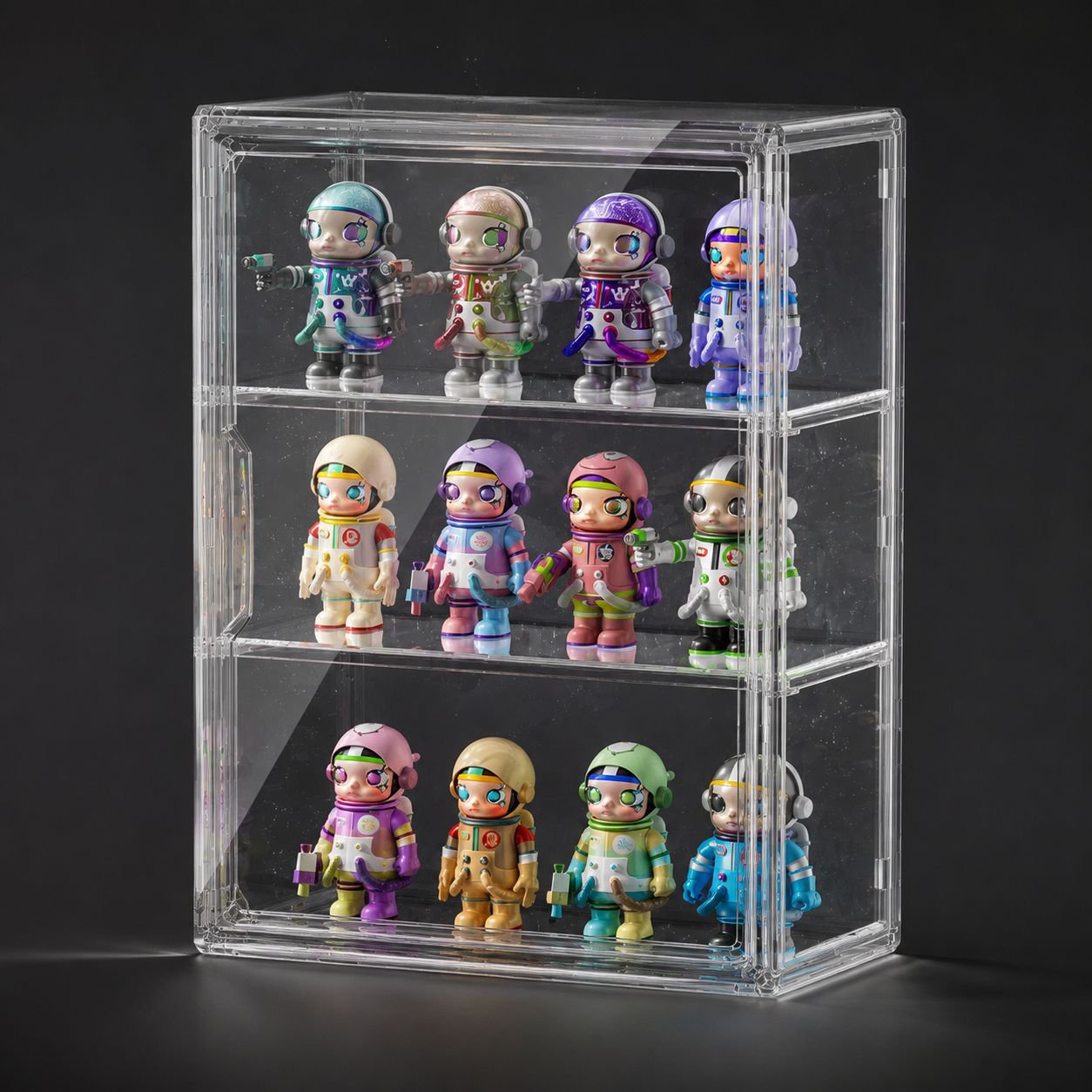 Acrylic Figure Display Collection Box with 2 Middle Plates