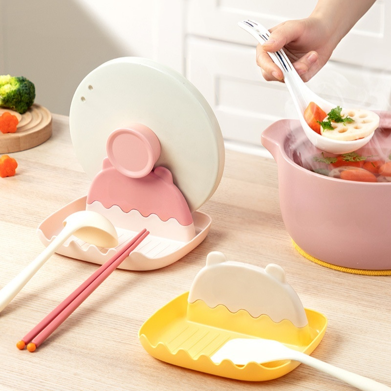Kitchen spoon cutting board, pot lid storage rack