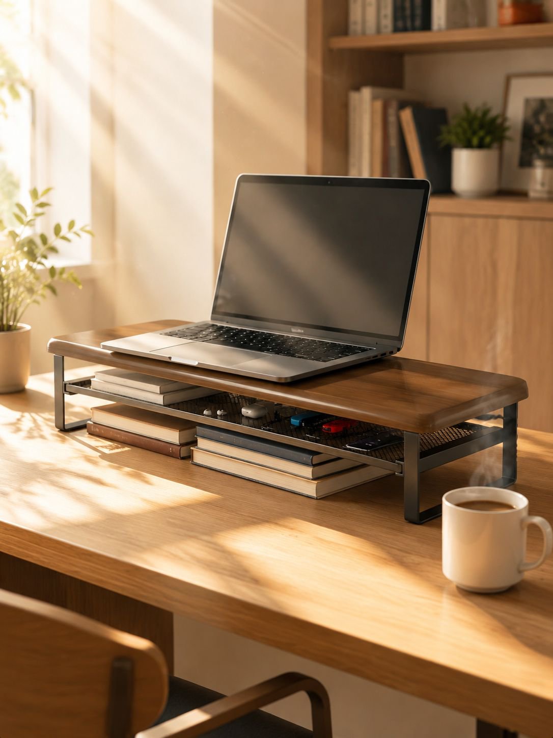 Monitorständer 50 cm mit verschiebbarem Tastaturfach