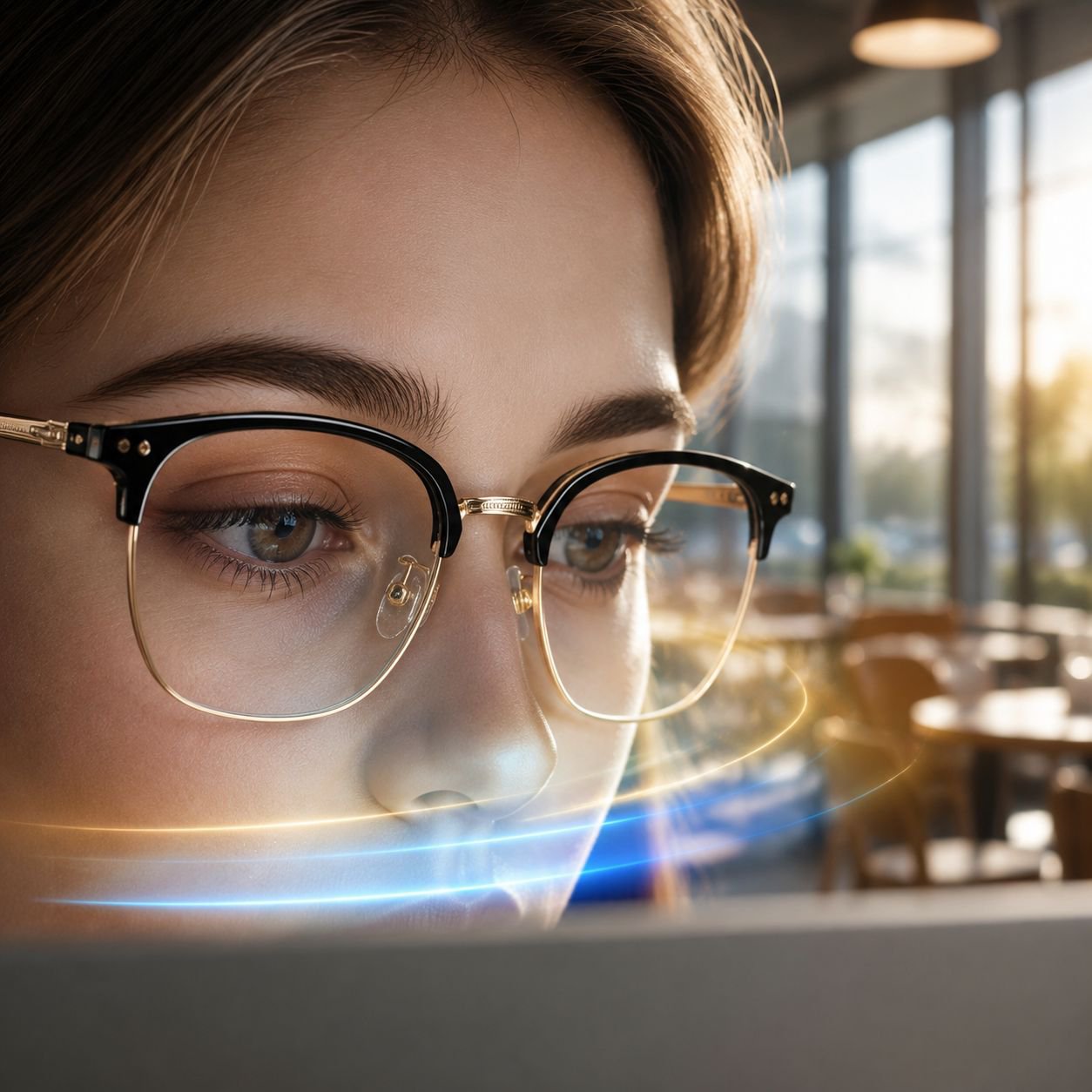 Damenbrille aus reinem Titan mit Anti-Blaulicht und einfarbigem Halbrahmen