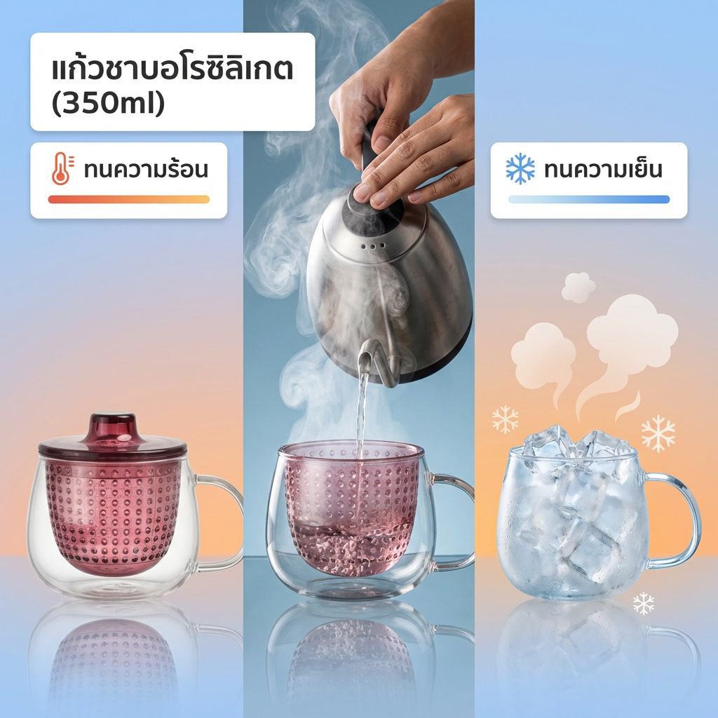 แก้วน้ำชาแก้วแก้วพร้อมที่กรองชาแบบแยกได้