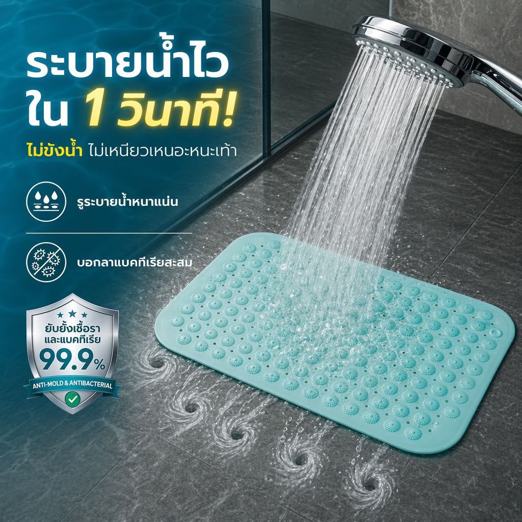 แผ่นรองกันน้ำและกันลื่นสำหรับอ่างอาบน้ำ ห้องน้ำ ห้องสุขา