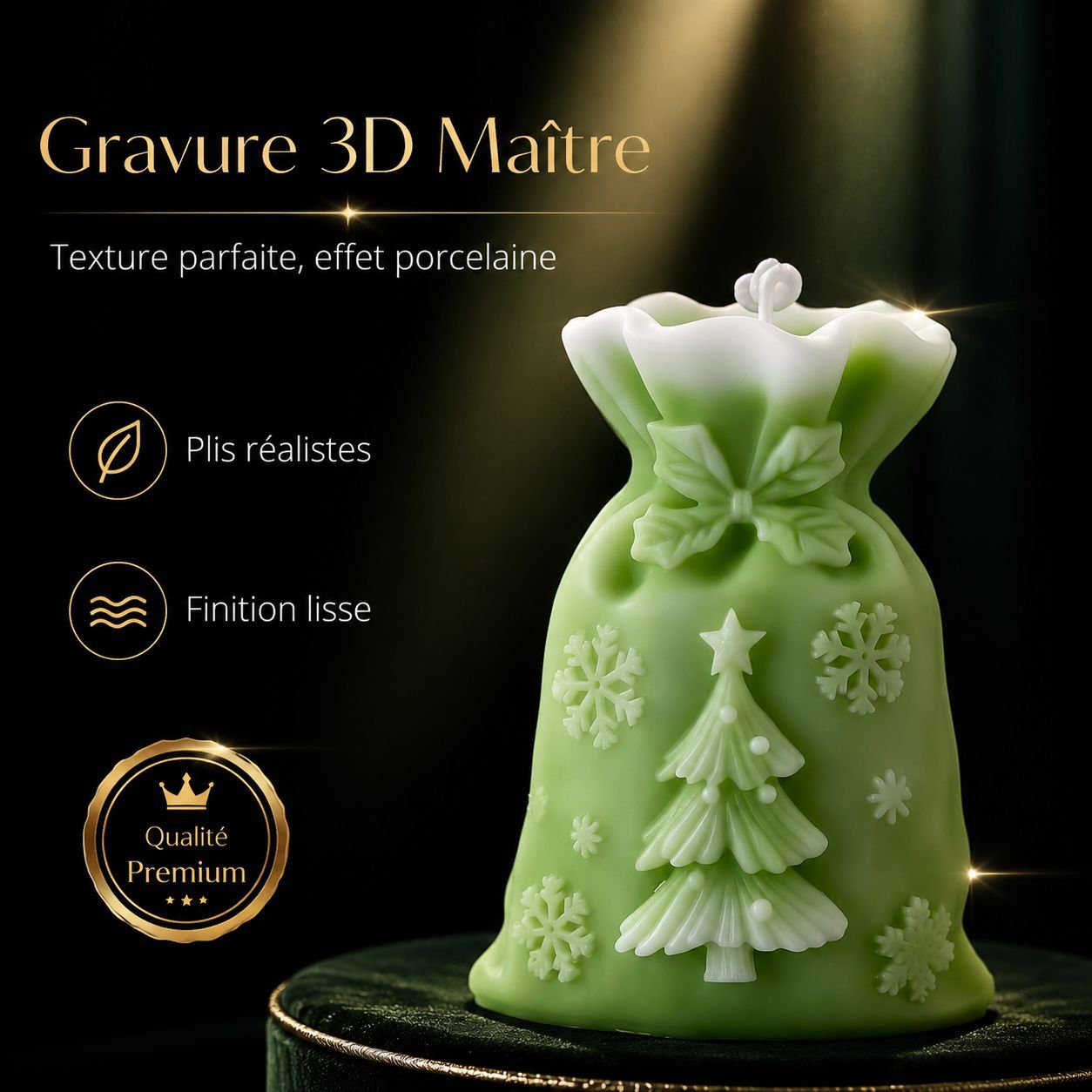 Moule en silicone pour sacs-cadeaux de Noël, idéal pour la décoration de bougies DIY