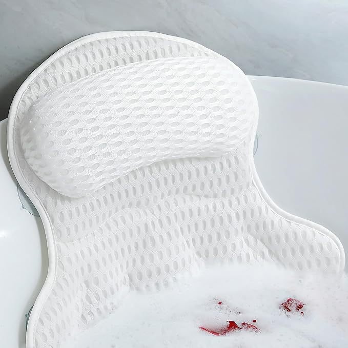 Quick-drying bath pillow with hooks