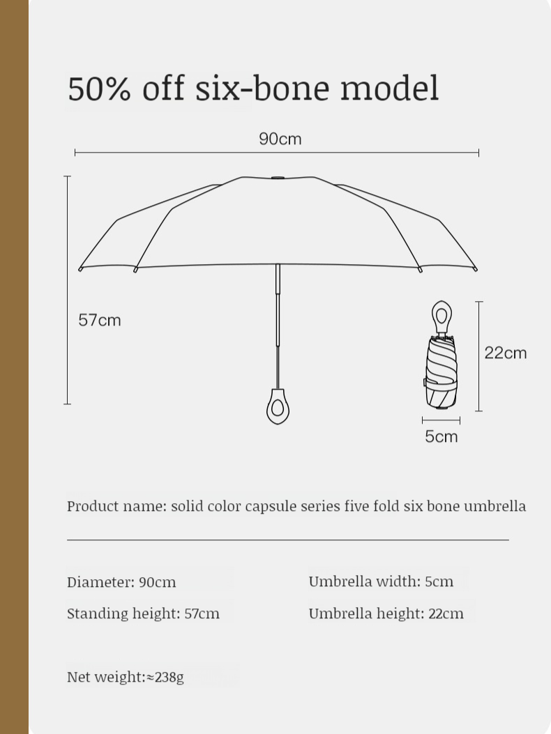 Portable Umbrella Sunscreen Vinyl Folding Mini Capsule Ultra Light Handle Finger Ring Umbrella